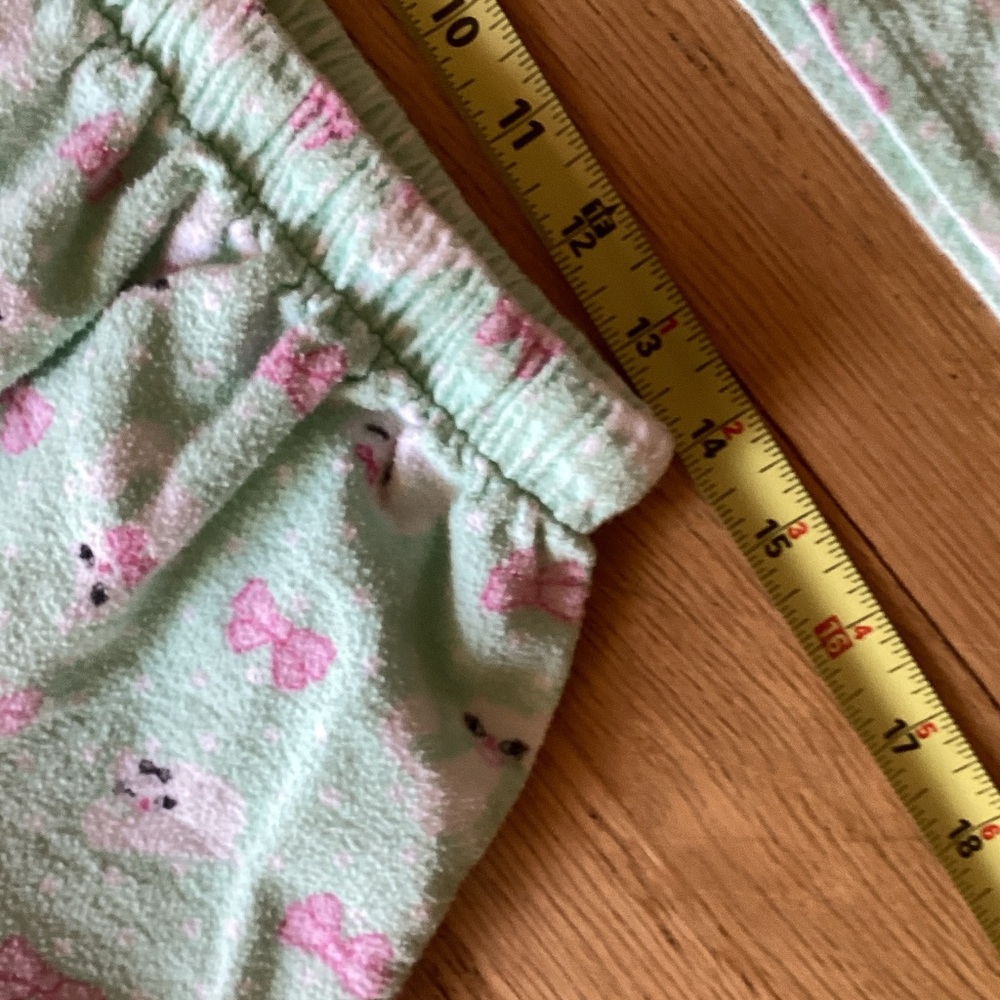 Women's Mint Flannel Pajama Set with Pink Accents(white kitties with pink bows) - Picture 9 of 10